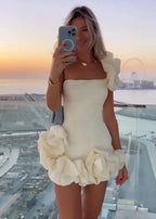White Strapless Homecoming Dress With Ruffles by KissProm