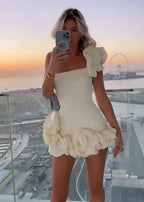 White Strapless Homecoming Dress With Ruffles by KissProm