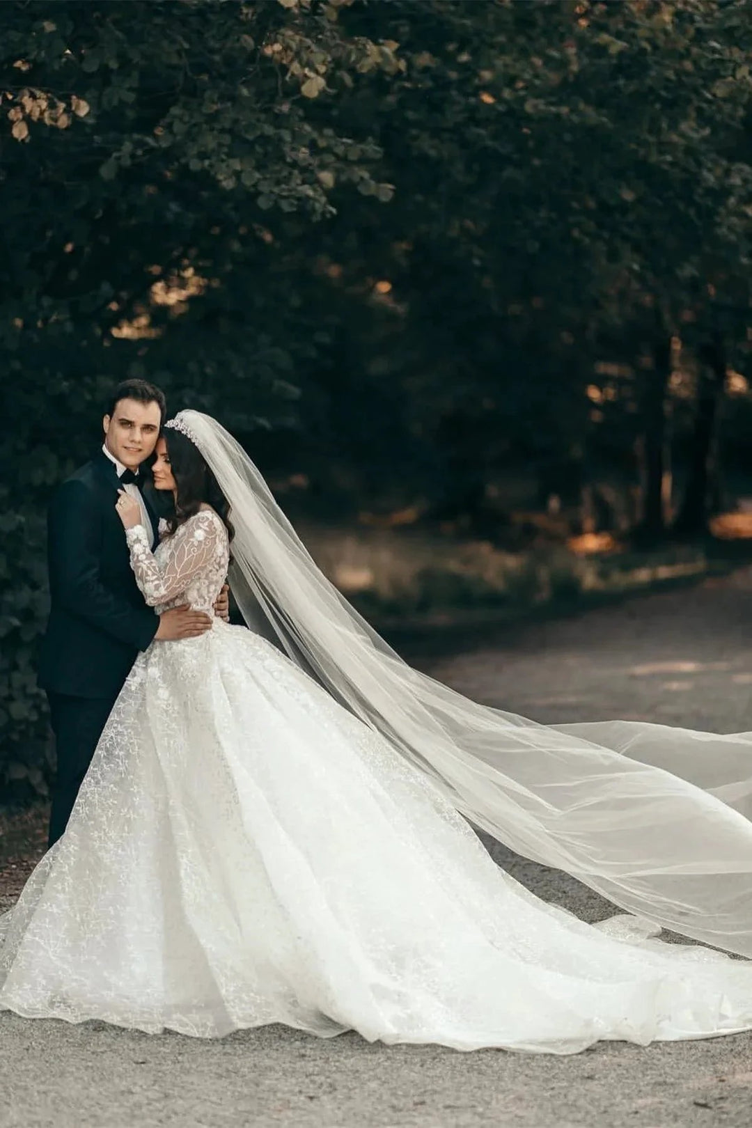 White Sweetheart A-line Long Sleeves Wedding Dress With Lace by misshow.com