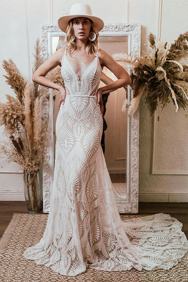 Willowby Bohemian Lace Wedding Dress Real Photo