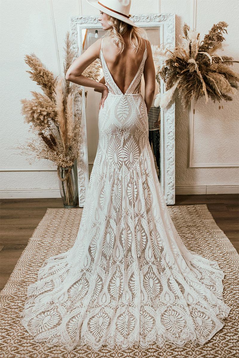 Willowby Bohemian Lace Wedding Dress Real Photo