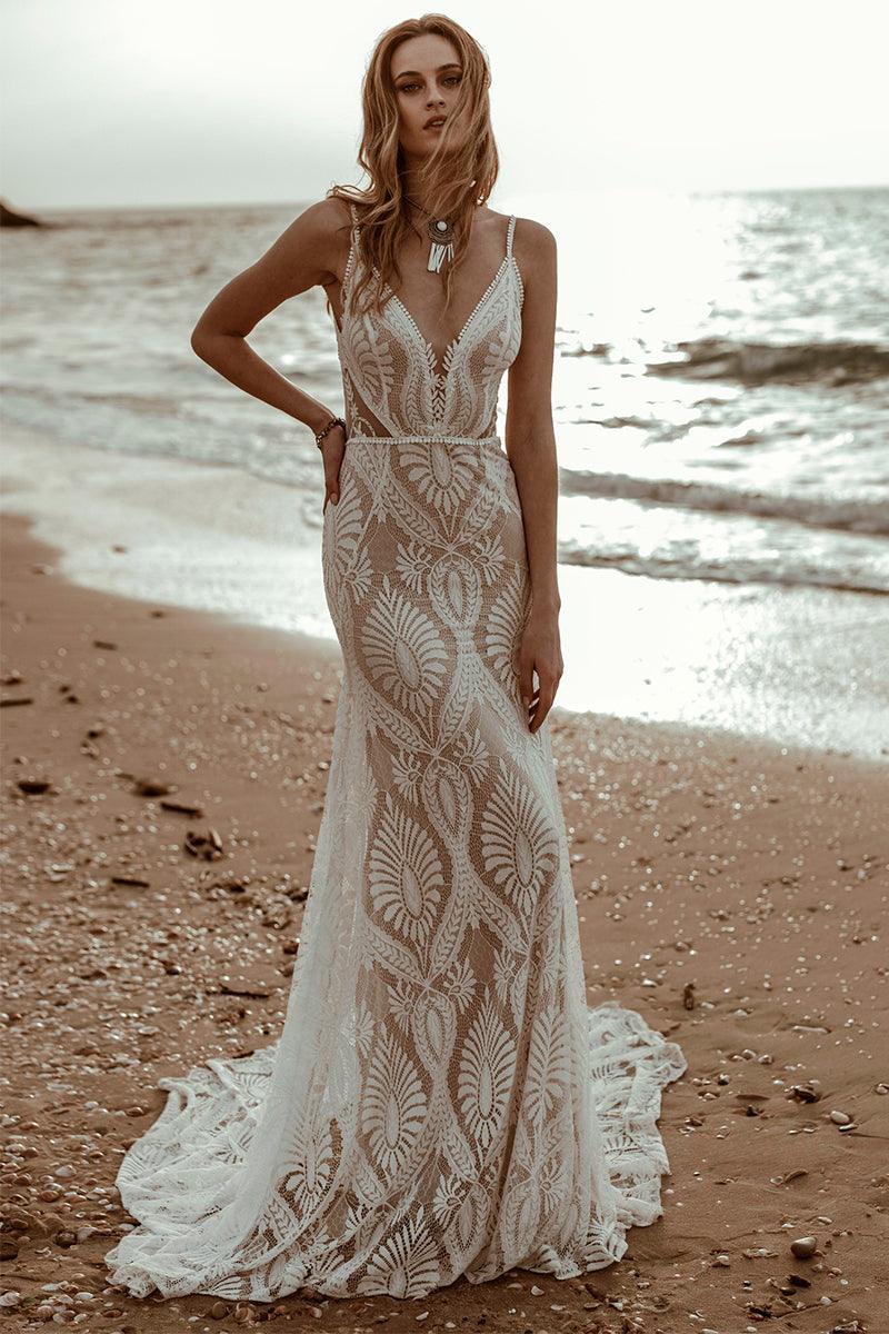 Willowby Bohemian Lace Wedding Dress Real Photo