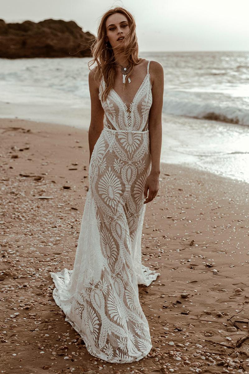 Willowby Bohemian Lace Wedding Dress Real Photo