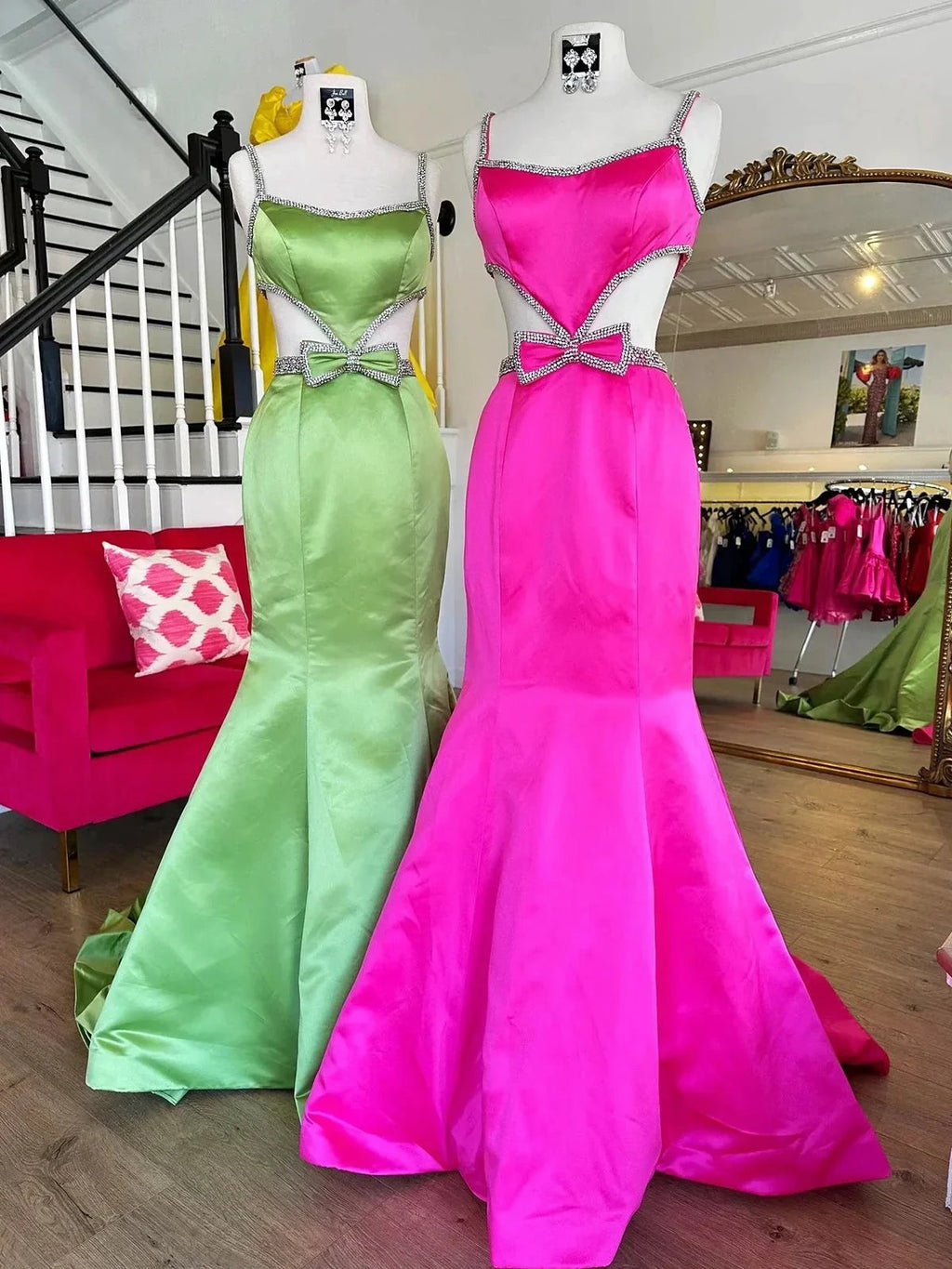 Windsor | Scoop Neck Mermaid Beaded Long Prom Dress With Bow by KissProm