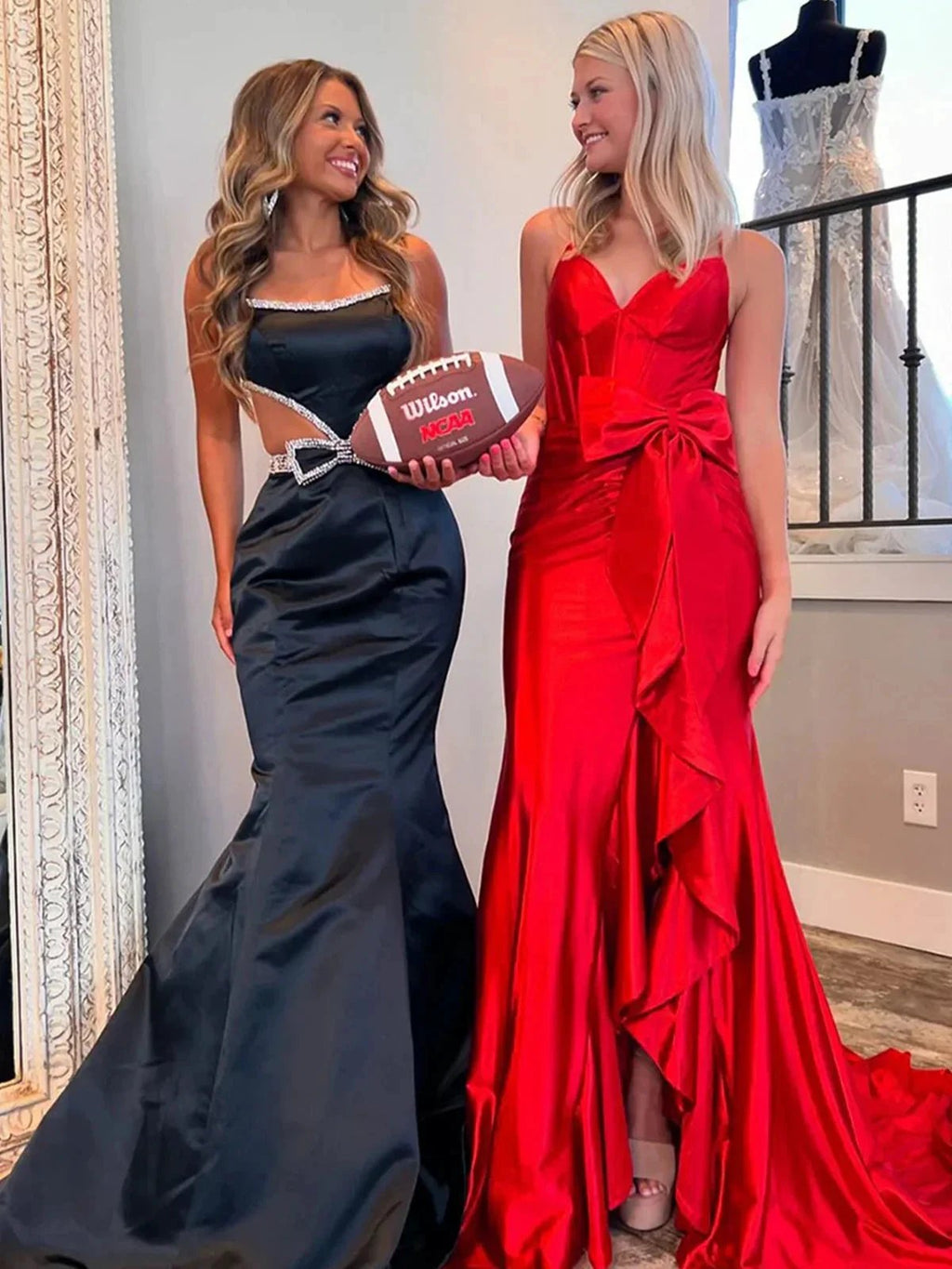 Windsor | Scoop Neck Mermaid Beaded Long Prom Dress With Bow by KissProm