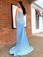 Winna | Mermaid Sky Blue Sequin Long Prom Dress by KissProm