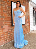 Winna | Mermaid Sky Blue Sequin Long Prom Dress by KissProm