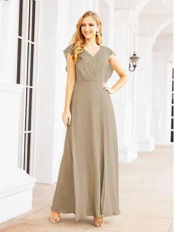 Women's Bridesmaid Dresses Chiffon Cape Formal Evening Party Prom Dress Open Back Gowns for Wedding Guests SEA28058