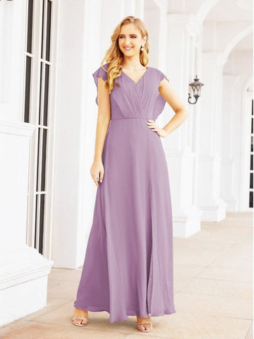 Women's Bridesmaid Dresses Chiffon Cape Formal Evening Party Prom Dress Open Back Gowns for Wedding Guests SEA28058