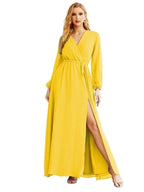 Women's Chiffon Bridesmaid Dress A line Long Sleeves Formal Evening Prom Gown for Wedding Guest SEA28032 by numbersea