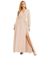 Women's Chiffon Bridesmaid Dress A line Long Sleeves Formal Evening Prom Gown for Wedding Guest SEA28032 by numbersea