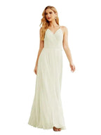 Women's Halter Chiffon Bridesmaid Dresses Wedding Apparel Long Sleeveless Formal Prom Dress with Ruffled Back SEA28035 by numbersea