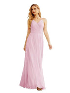 Women's Halter Chiffon Bridesmaid Dresses Wedding Apparel Long Sleeveless Formal Prom Dress with Ruffled Back SEA28035 by numbersea