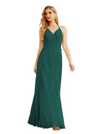 Women's Halter Chiffon Bridesmaid Dresses Wedding Apparel Long Sleeveless Formal Prom Dress with Ruffled Back SEA28035 by numbersea