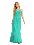 Women's Halter Chiffon Bridesmaid Dresses Wedding Apparel Long Sleeveless Formal Prom Dress with Ruffled Back SEA28035 by numbersea