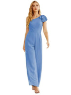 Women's One Shoulder Chiffon Long Jumpsuit Formal Evening Dress Long Bridesmaid Dresses Pants Wedding Party SEA28034 by numbersea