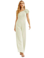 Women's One Shoulder Chiffon Long Jumpsuit Formal Evening Dress Long Bridesmaid Dresses Pants Wedding Party SEA28034 by numbersea