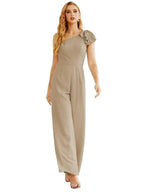 Women's One Shoulder Chiffon Long Jumpsuit Formal Evening Dress Long Bridesmaid Dresses Pants Wedding Party SEA28034 by numbersea