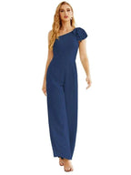 Women's One Shoulder Chiffon Long Jumpsuit Formal Evening Dress Long Bridesmaid Dresses Pants Wedding Party SEA28034 by numbersea