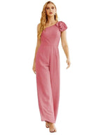 Women's One Shoulder Chiffon Long Jumpsuit Formal Evening Dress Long Bridesmaid Dresses Pants Wedding Party SEA28034 by numbersea