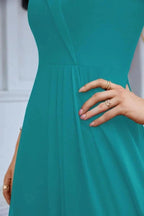 Women's thin strap off the shoulder bridesmaid mopping the floor evening dress 28093 by numbersea