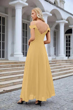 Women's thin strap off the shoulder bridesmaid mopping the floor evening dress 28093 by numbersea