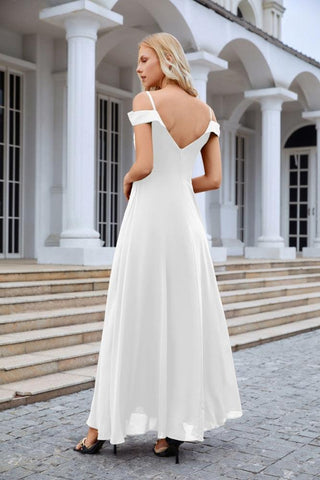 Women's thin strap off the shoulder bridesmaid mopping the floor evening dress 28093
