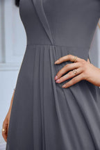 Women's thin strap off the shoulder bridesmaid mopping the floor evening dress 28093 by numbersea