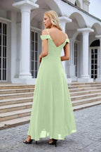 Women's thin strap off the shoulder bridesmaid mopping the floor evening dress 28093 by numbersea