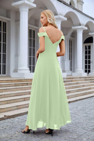 Women's thin strap off the shoulder bridesmaid mopping the floor evening dress 28093