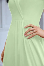 Women's thin strap off the shoulder bridesmaid mopping the floor evening dress 28093 by numbersea