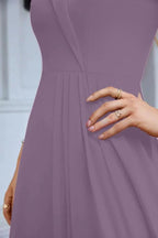 Women's thin strap off the shoulder bridesmaid mopping the floor evening dress 28093 by numbersea