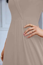 Women's thin strap off the shoulder bridesmaid mopping the floor evening dress 28093 by numbersea
