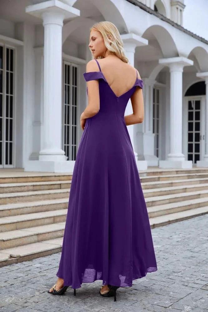 Women's thin strap off the shoulder bridesmaid mopping the floor evening dress 28093 by numbersea