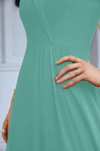 Women's thin strap off the shoulder bridesmaid mopping the floor evening dress 28093 by numbersea
