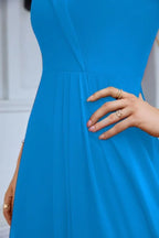 Women's thin strap off the shoulder bridesmaid mopping the floor evening dress 28093 by numbersea