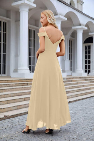 Women's thin strap off the shoulder bridesmaid mopping the floor evening dress 28093