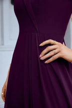 Women's thin strap off the shoulder bridesmaid mopping the floor evening dress 28093 by numbersea