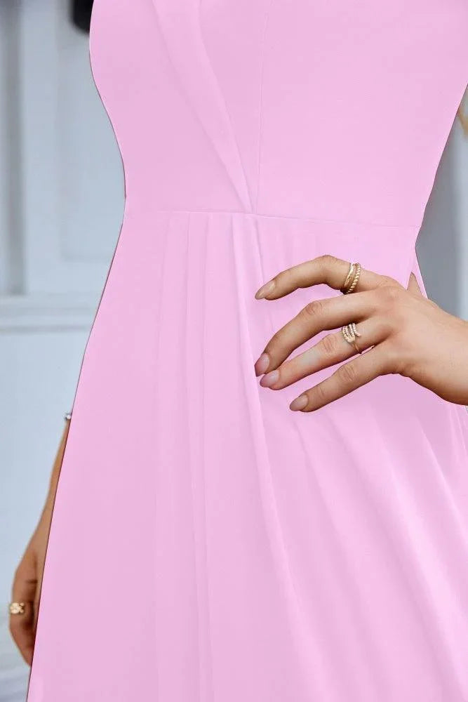 Damen-Abendkleid mit dünnen Trägern, schulterfrei, Brautjungfernkleid, bodenlang, 28093 