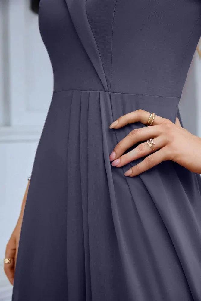 Women's thin strap off the shoulder bridesmaid mopping the floor evening dress 28093 by numbersea