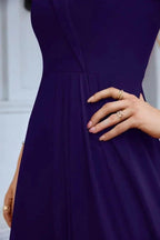 Women's thin strap off the shoulder bridesmaid mopping the floor evening dress 28093 by numbersea