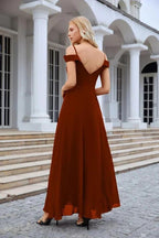 Women's thin strap off the shoulder bridesmaid mopping the floor evening dress 28093 by numbersea