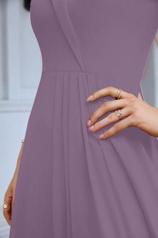 Women's thin strap off the shoulder bridesmaid mopping the floor evening dress 28093