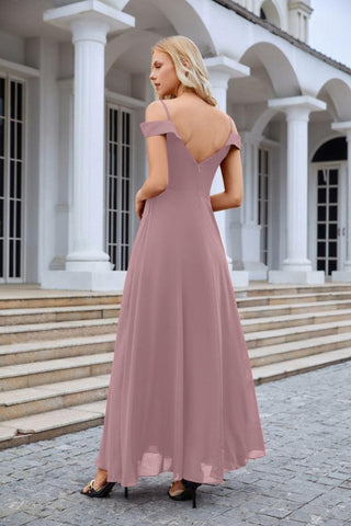 Women's thin strap off the shoulder bridesmaid mopping the floor evening dress 28093