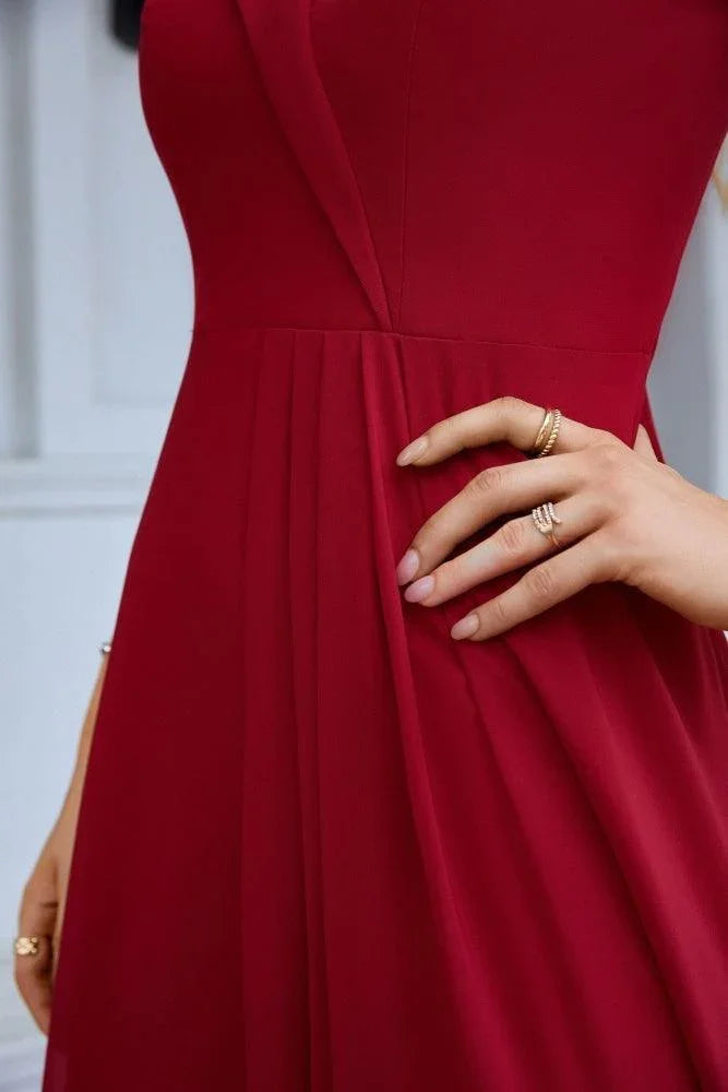 Damen-Abendkleid mit dünnen Trägern, schulterfrei, Brautjungfernkleid, bodenlang, 28093 