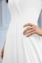 Women's thin strap off the shoulder bridesmaid mopping the floor evening dress 28093 by numbersea