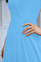 Women's thin strap off the shoulder bridesmaid mopping the floor evening dress 28093 by numbersea