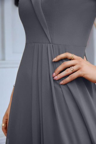 Women's thin strap off the shoulder bridesmaid mopping the floor evening dress 28093