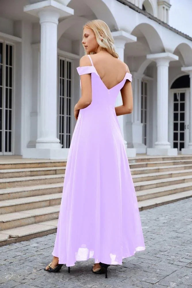 Damen-Abendkleid mit dünnen Trägern, schulterfrei, Brautjungfernkleid, bodenlang, 28093 