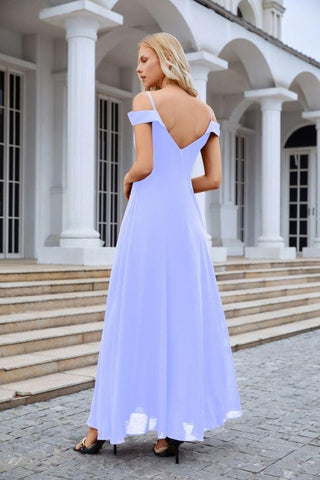 Women's thin strap off the shoulder bridesmaid mopping the floor evening dress 28093